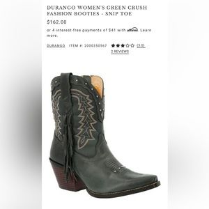 DURANGO WOMEN'S GREEN CRUSH FASHION BOOTIES - SNIP TOE